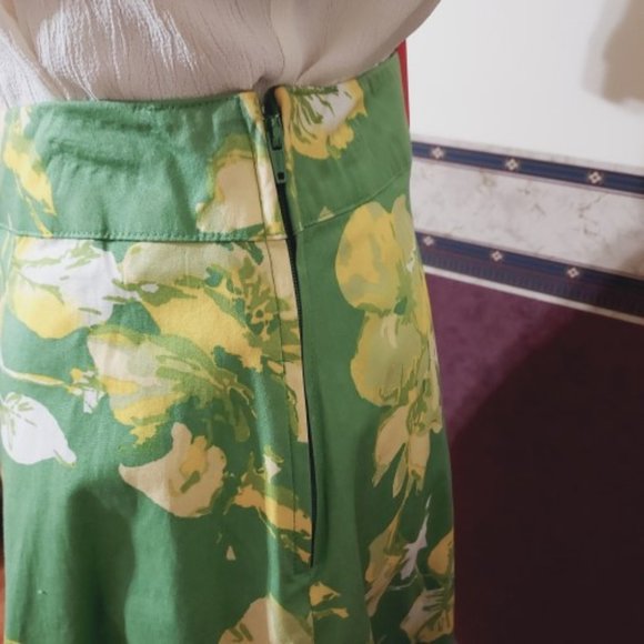 VINTAGE ST. JOHNS BAY TROPICAL GREEN AUDREY FLORAL A-LINE SKIRT SIZE 4 NWT - Picture 3 of 8